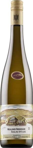 S.A. Prum Wehlener Sonnenuhr Riesling Spatlese 2019 wine bottle, Mosel region, Germany.