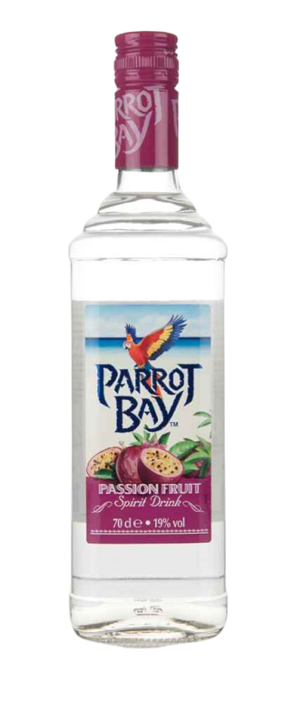 Bottle of Parrot Bay Passion Fruit Rum 750 ML with tropical label design