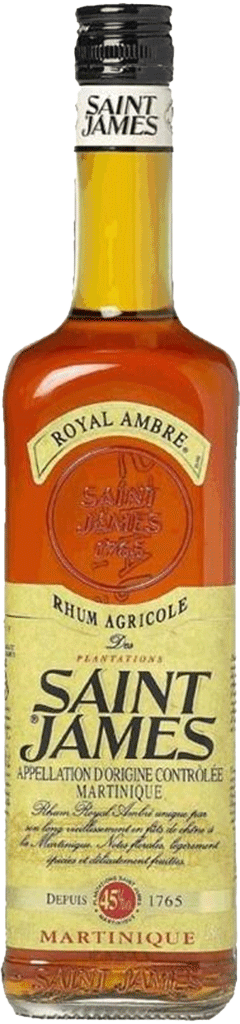 Saint James Rhum Royal Ambre Rhum Agricole bottle, 750 ML, Martinique origin.