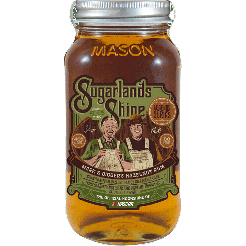 Sugarlands Shine Legend Series Mark and Digger's Hazelnut Rum bottle with label.