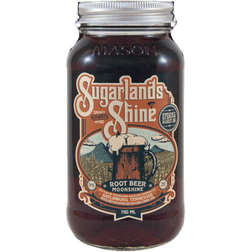 Sugarlands Shine Root Beer Moonshine 750 ML bottle with label.