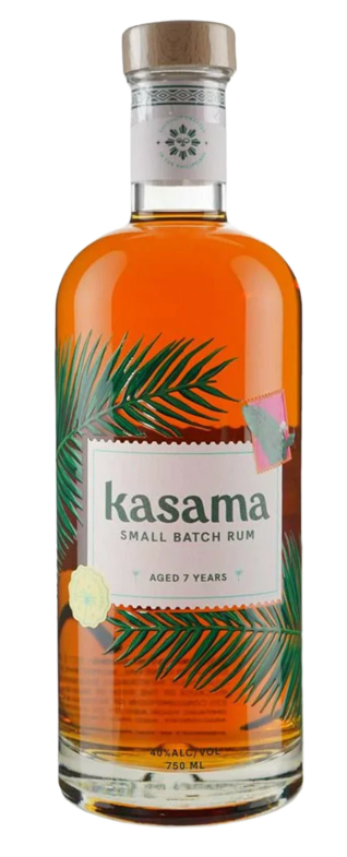 Kasama Rum 7 Year Old Small Batch Rum bottle, 750 ML, featuring tropical design and aged in oak barrels.