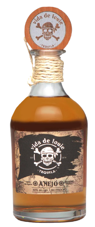 Vida De Louie Anejo Tequila 750 ML bottle with island-themed label.