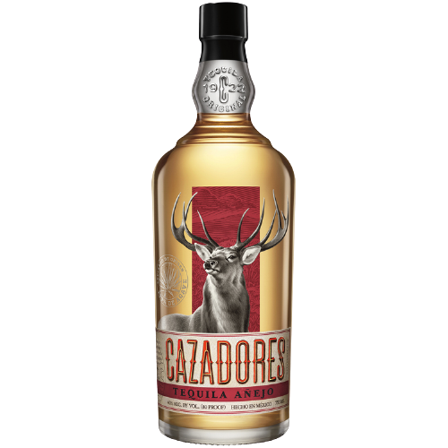 Cazadores Tequila Anejo 750ml bottle with blue agave flavors and golden hue.