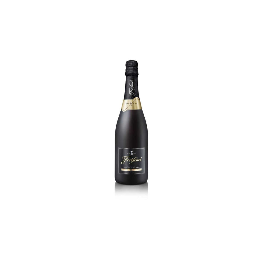 Freixenet Cava Extra Dry Cordon Negro 750 ML sparkling wine bottle with festive bubbles and balanced sweetness
