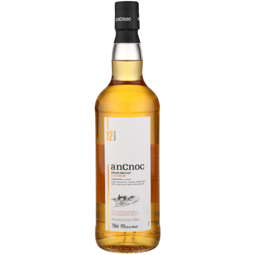 AnCnoc Single Malt Scotch 12 Year 750 ML bottle with modern design.