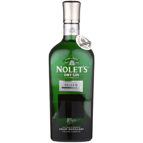 Nolet's Dry Gin Silver 750ml bottle featuring green glass and silver label.