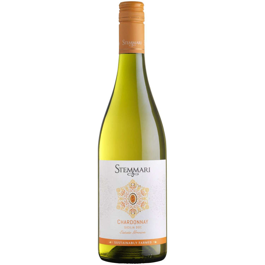 Bottle of Stemmari Chardonnay Sicilia 750 ML white wine with citrus and tropical fruit notes