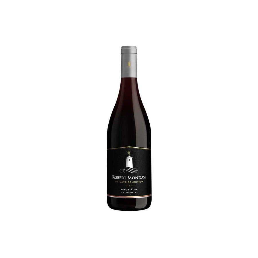 Bottle of Robert Mondavi Private Selection Pinot Noir California 750 ML red wine with cherry and vanilla notes