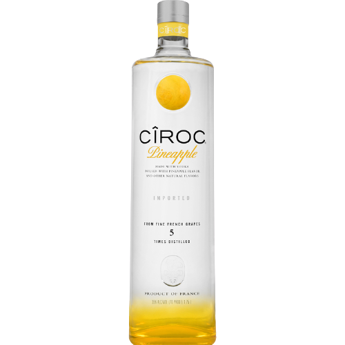 Ciroc Pineapple Flavored Vodka 1.75L bottle with tropical design and premium branding.