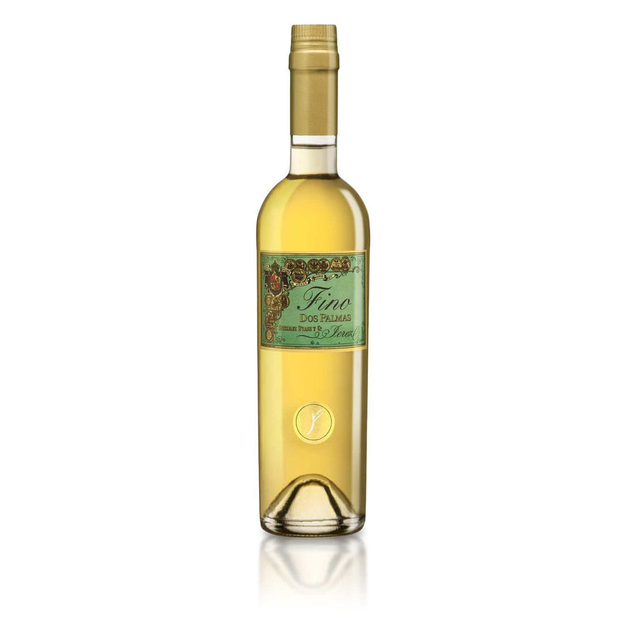Gonzalez Byass Sherry Fino Dos Palmas 2021 500 ML bottle with elegant dry fino sherry from Jerez