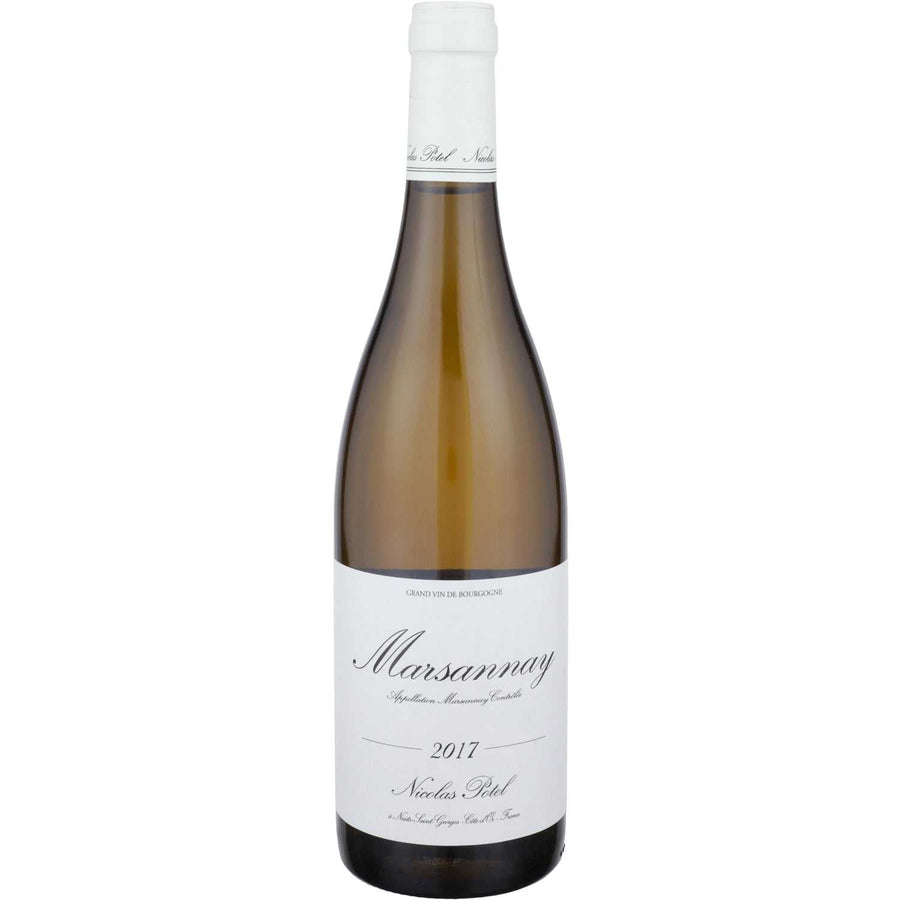 Bottle of Nicolas Potel Marsannay Blanc 2017 white wine showcasing refined Burgundy Chardonnay flavors