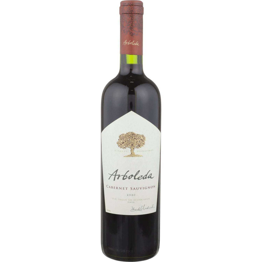 Arboleda Cabernet Sauvignon Aconcagua Valley 2020 wine bottle, 750 ML, ripe black fruit flavors.