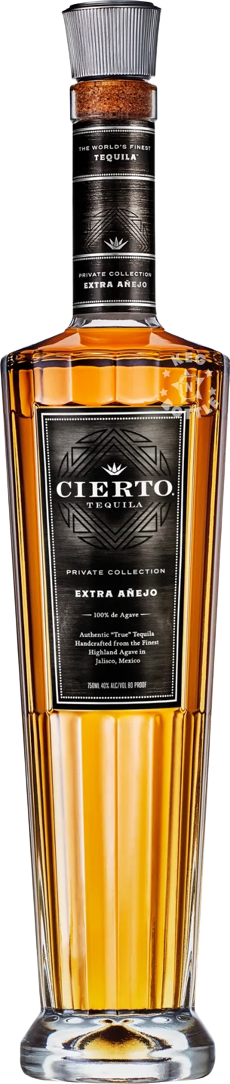 Cierto Tequila Extra Anejo 80 750 ML bottle with rich amber color and elegant label design