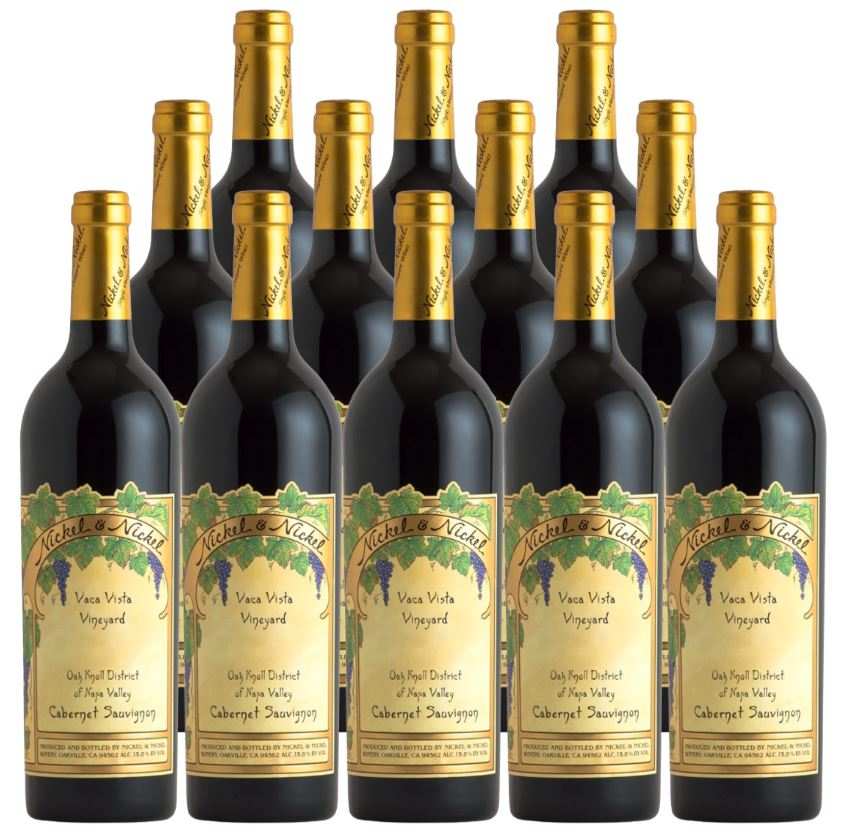 Twelve bottles of Nickel & Nickel Cabernet Sauvignon Vaca Vista Vineyard Oak Knoll District 2022 Napa Valley wine