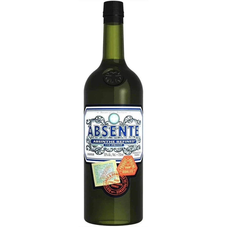 Absente Absinthe 110 750 ML bottle with intricate label design, featuring high-quality artisanal distillation ingredients including wormwood.
