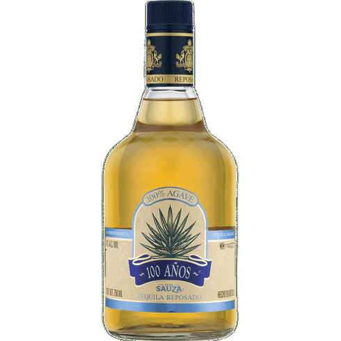 100 Anos Tequila Reposado bottle, 750 ml, made with 100% blue agave, bronze color.