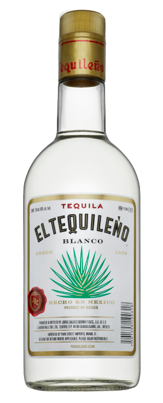 El Tequileno Tequila Blanco 80 750 ML bottle with label showing agave plant.