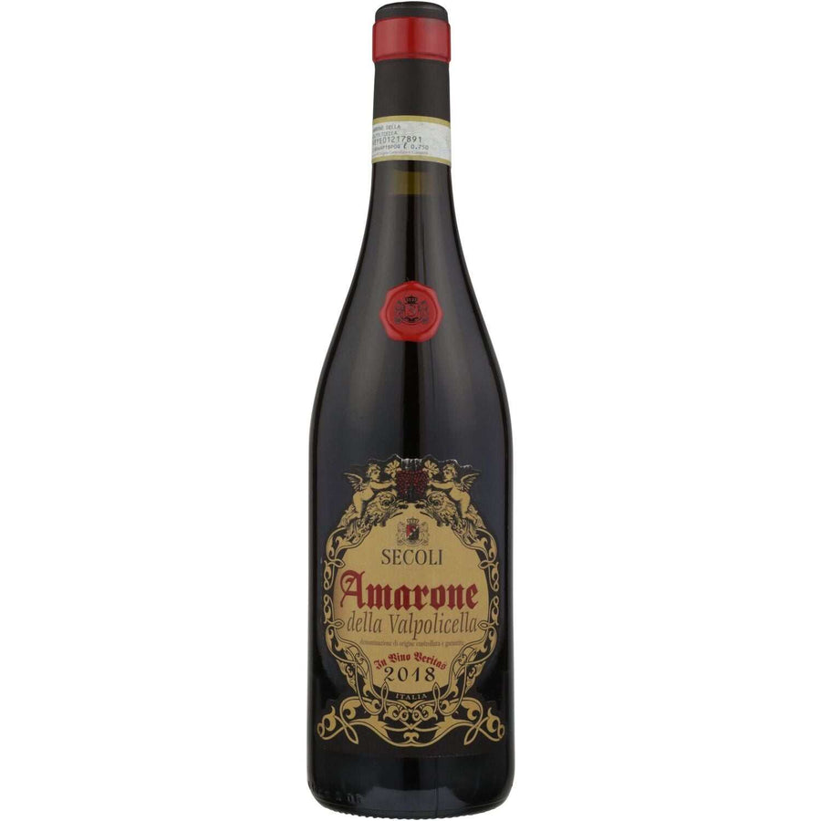 Bottle of Secoli Amarone Della Valpolicella 750 ML rich Italian red wine.