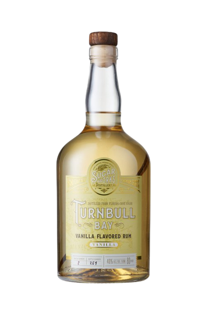 Sugar Works Turnbull Bay Vanilla Rum 750ml bottle with golden vanilla-infused rum