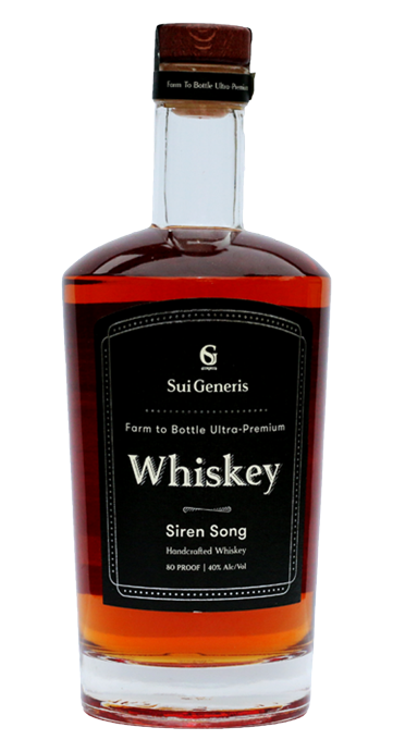 Fish Hawk Spirits Sui Generis Siren Whiskey 750ML bottle with black label and amber whiskey inside