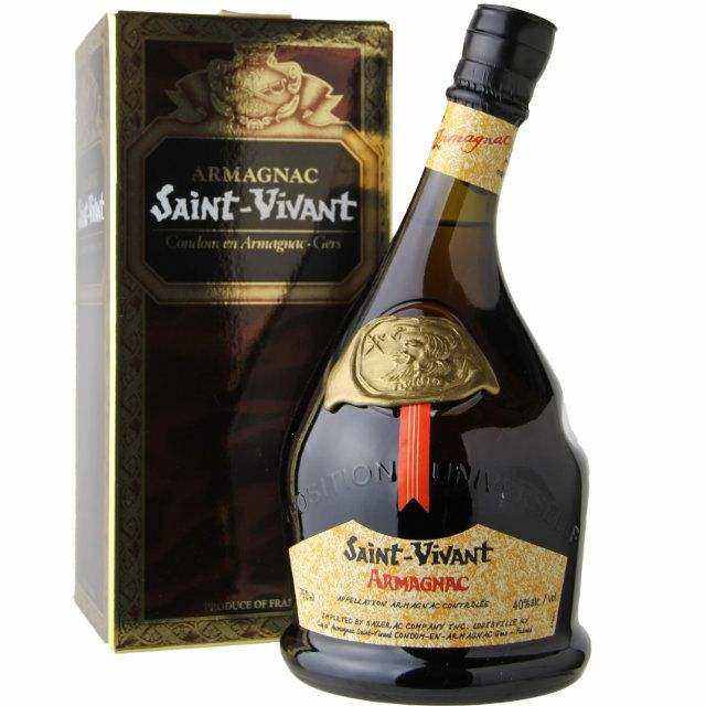 Saint-Vivant Vs Armagnac 750 ML bottle with original French brandy packaging.