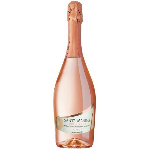 Santa Marina Prosecco Rose 750 ML bottle of Italian sparkling rosé wine with crisp bubbles and red berry flavors