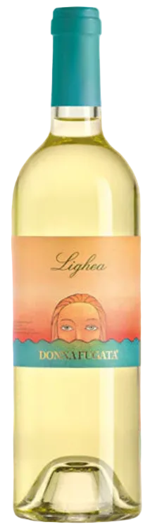 Donnafugata Lighea IGT 750 ML Sicilian white wine bottle with teal cap and orange label featuring a sun illustration