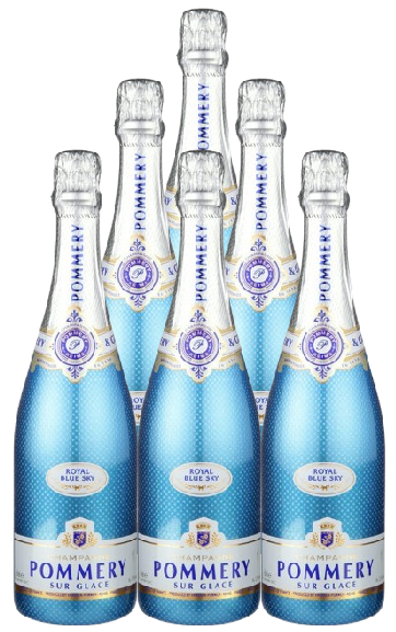 Pommery Champagne Dry Royal Blue Sky Sur Glace 750 ML (6 Bottles)