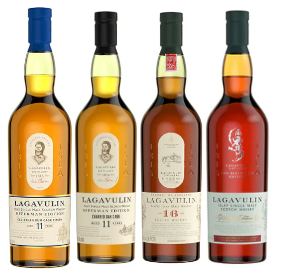 Lagavulin Offerman Edition Charred & Caribbean Rum 11 Year & 16 yr & Double Matured 750ML (4 Combo) bottles