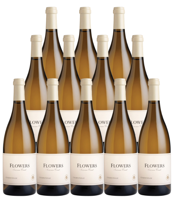 Pack of 12 bottles Flowers Chardonnay Sonoma Coast 2023 white wine with citrus and tropical fruit notes