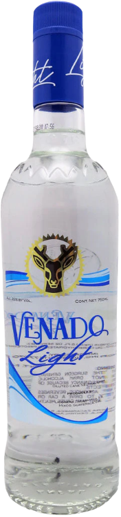 Venado Rum Light 750 ML clear bottle with blue cap and label for smooth light rum cocktails and sipping