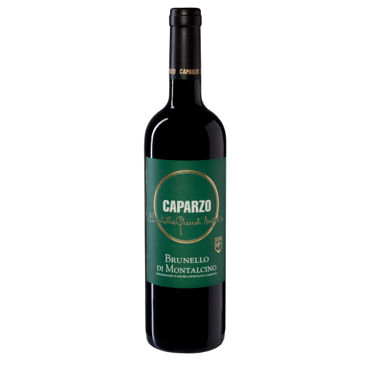 Bottle of Caparzo Brunello Di Montalcino 2018 750 ML Italian red wine from Tuscany with rich cherry and spice aromas