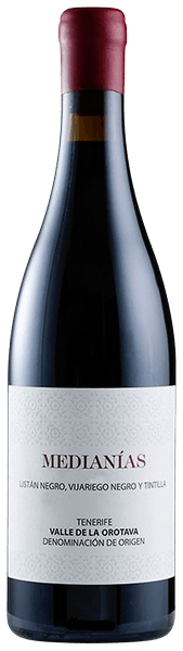 Wine bottle with a red cap and white label on a black background