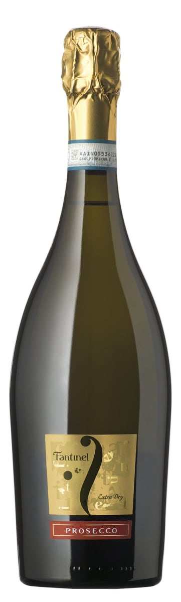 Fantinel Prosecco Extra Dry 750 ML bottle with bubbles and citrus notes