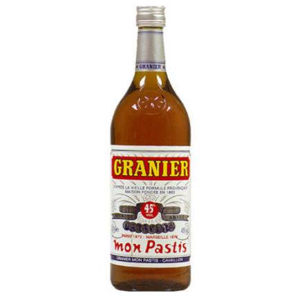 Granier Mon Pastis 90 1L bottle showcasing traditional French anise spirit with herbal notes and Mediterranean style