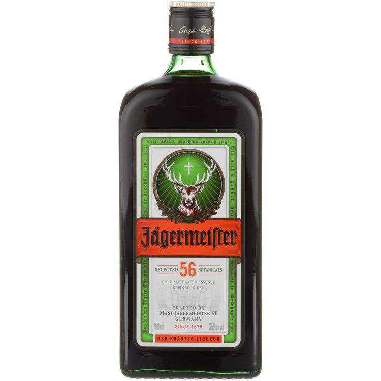 Jagermeister Herbal Liqueur 750 ML bottle featuring iconic label with stag emblem.