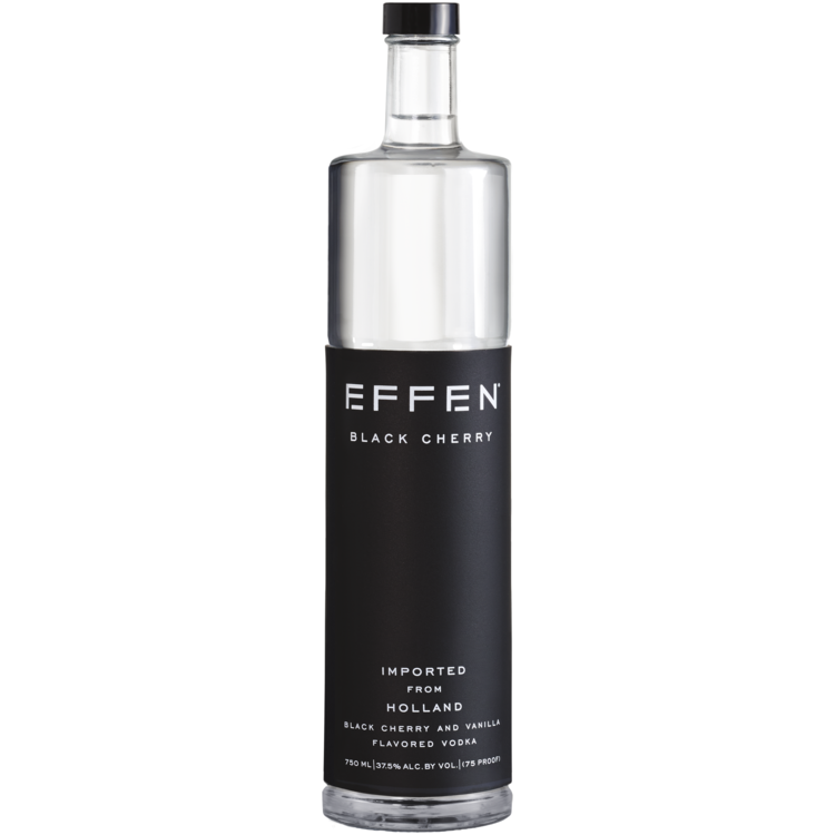 Effen Black Cherry Flavored Vodka 750ml bottle with smooth French wheat-base and natural black cherry and vanilla flavors.