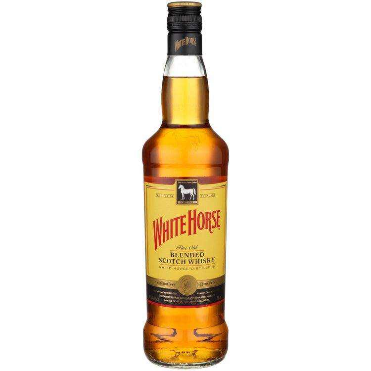 White Horse Blended Scotch 1.75L bottle with rich amber hue.