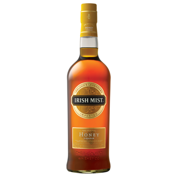 Irish Mist Honey Whiskey Liqueur 1L bottle with smooth, warm flavor, featuring Irish whiskey, honey, and aromatic spices.