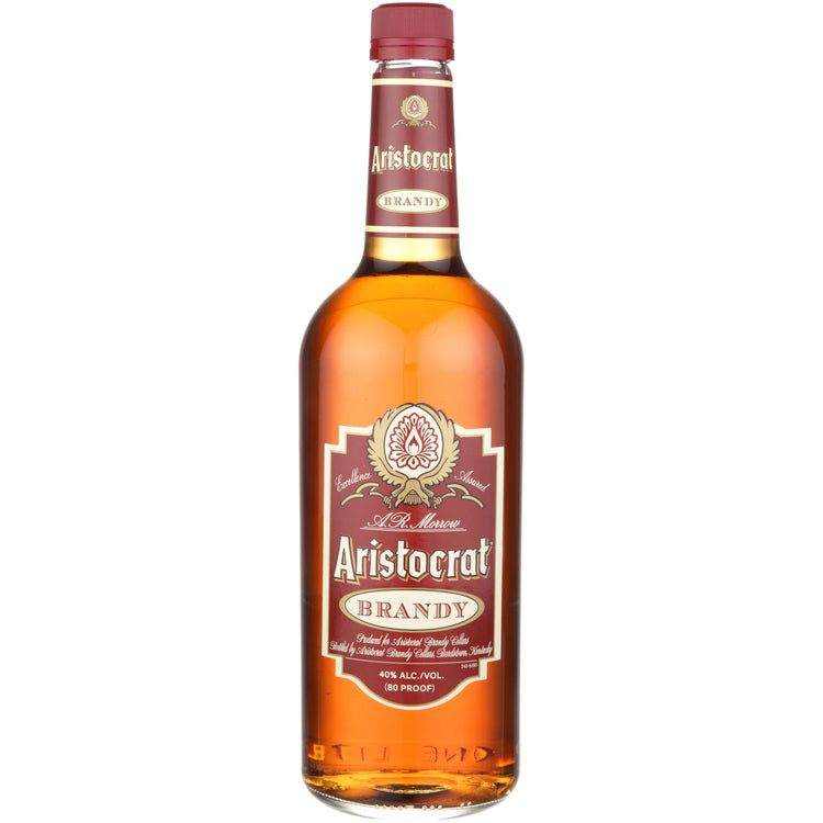 Aristocrat Brandy 80 1 L bottle with gold label, aged in oak barrels.