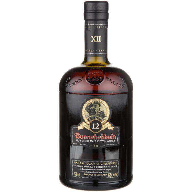 Bunnahabhain Single Malt Scotch 12 Year 750 ML bottle with label displaying 92.6 proof.