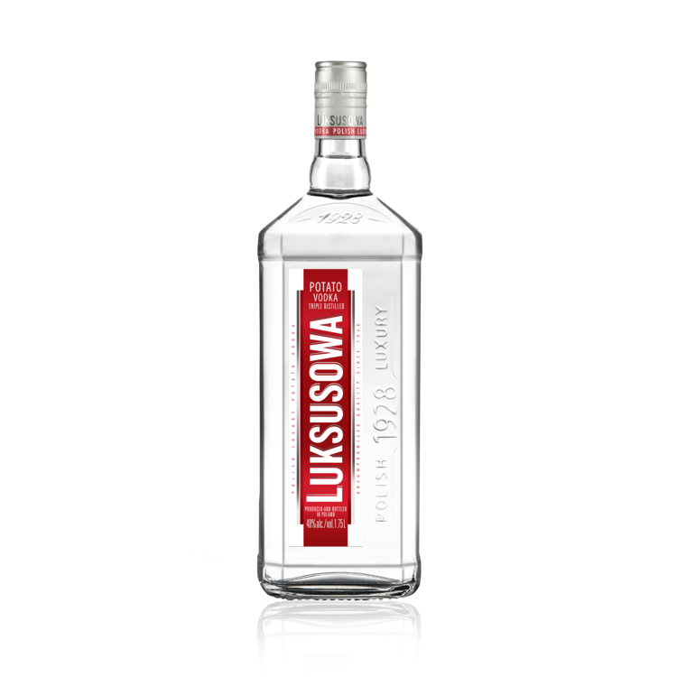 Luksusowa Vodka 1.75 L bottle, triple distilled Polish potato vodka.