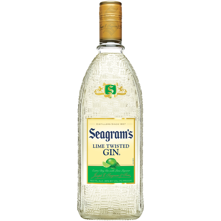 Seagram's Lime Flavored Gin 750 ML bottle with lime-infused label.