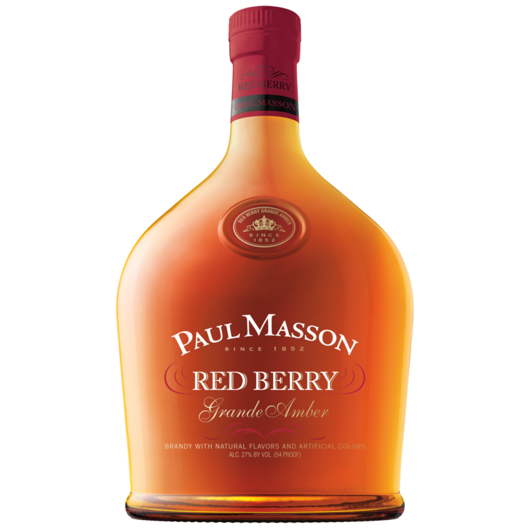 Paul Masson Red Berry Flavored Brandy Grande Amber 750 ML bottle.