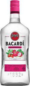 Bacardi Dragon Berry Flavored Rum 70 1.75 L bottle with strawberries and dragon fruit blend