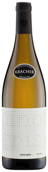 Wine bottle with Kracher label on a white background