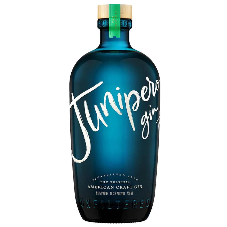 Bottle of Junipero American Craft Gin 98.6 750 ML with bold botanical flavors and citrus notes