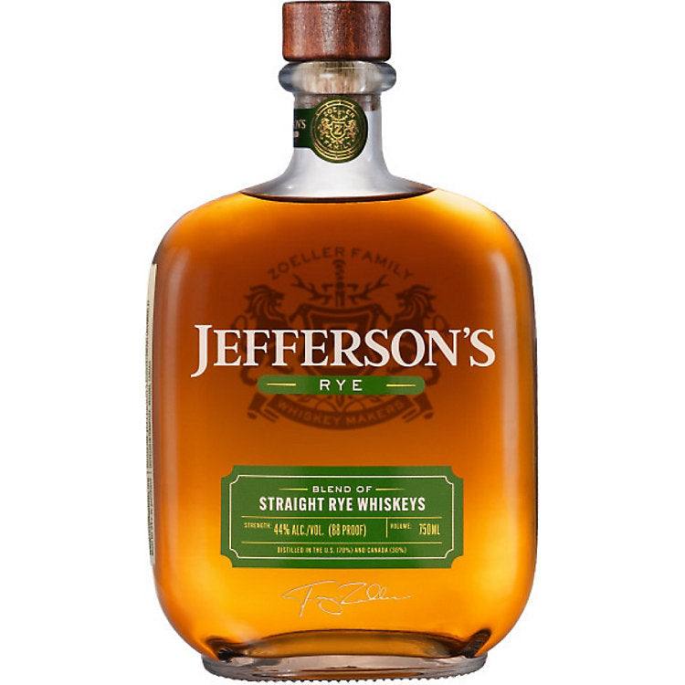 Bottle of Jefferson's Rye Whiskey 88 Proof 750 ML with caramel and vanilla notes