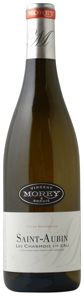 Wine bottle with 'Vincent Morey' label on a gray background